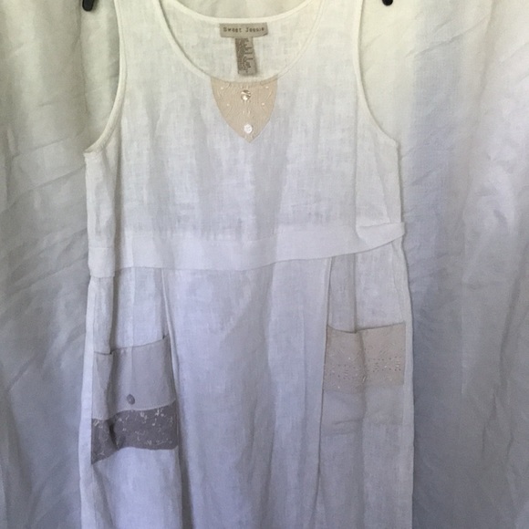 Sweet Jessie Linen 100% midi dress Sz S - Picture 3 of 11